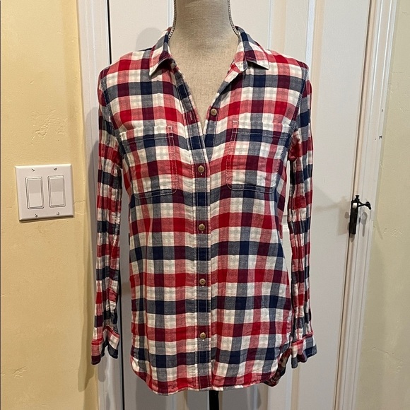 Madewell Tops - Madewell Checkered Button-Down Shirt - Red, Blue, White